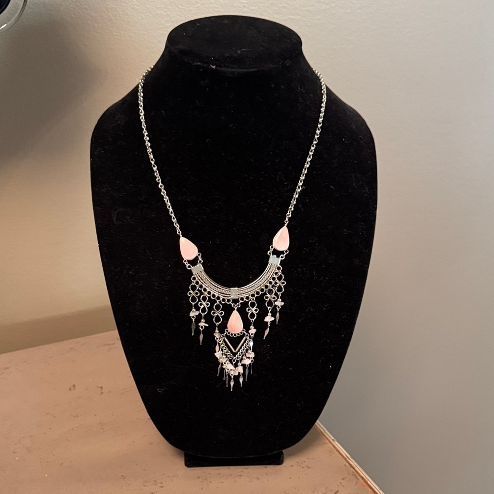 Handmade Vintage Silver and Pink Necklace